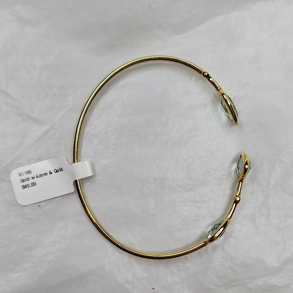 Gold Plated Bracelet with Clear Pale Green Gemstones